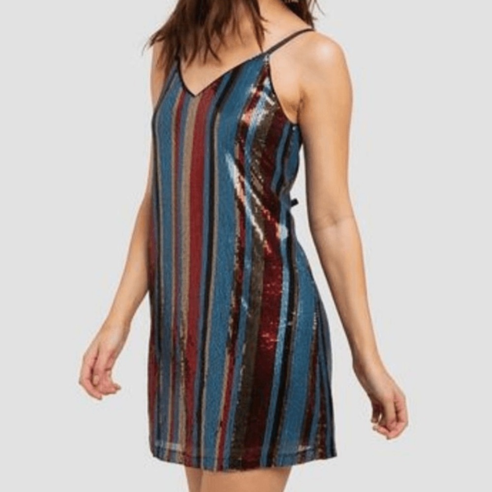 LIKE NEW Sparkly Striped Straight Shift Dress with Stripes